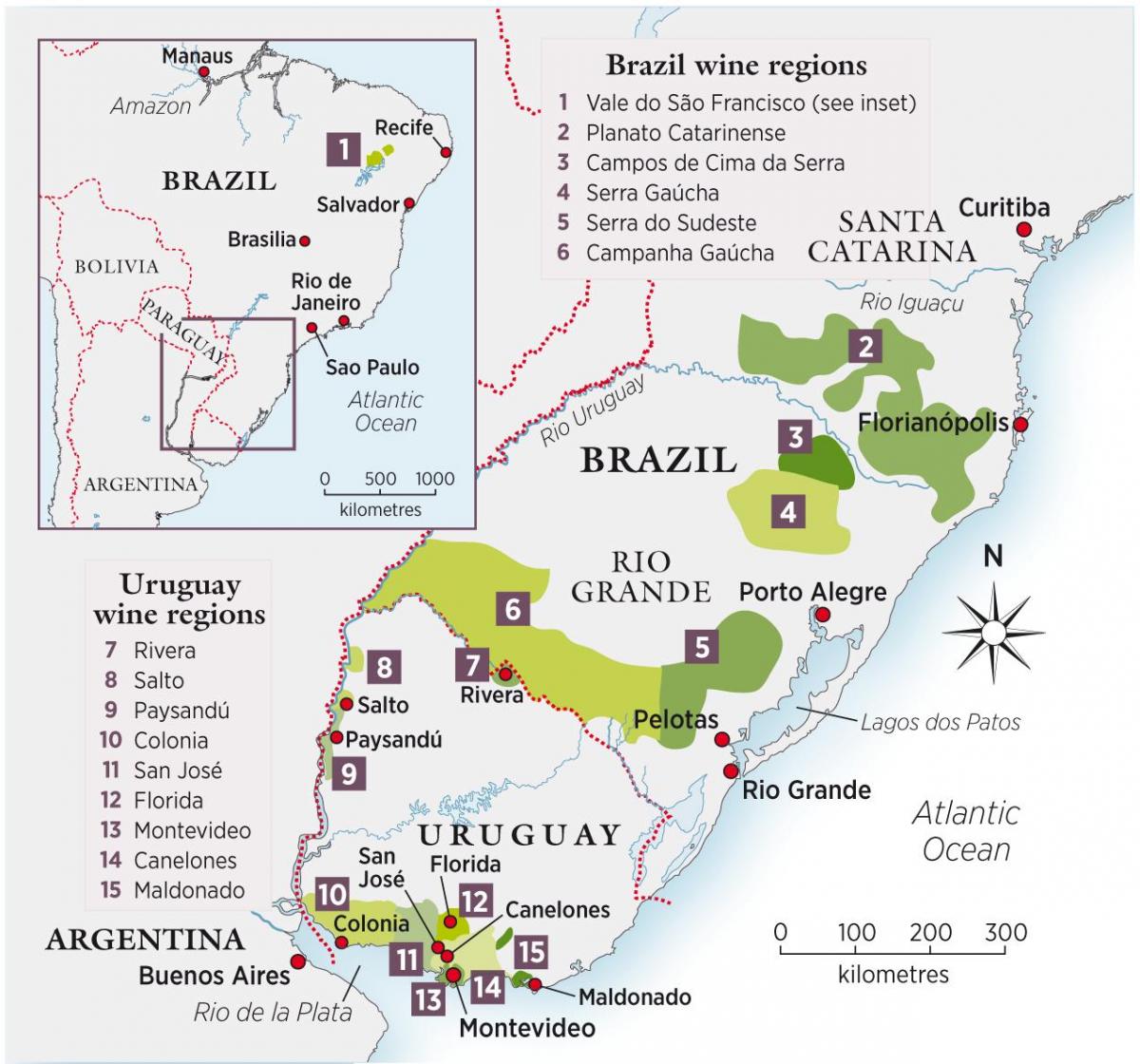Mapa Urugwaj wino